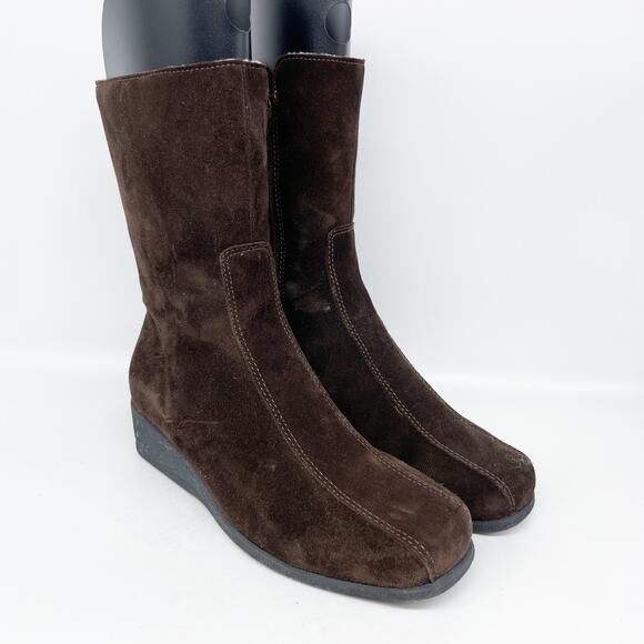 La Canadienne Elena Waterproof Wedge Bootie Shearling Lined Brown Size 5.5 M - Picture 1 of 15